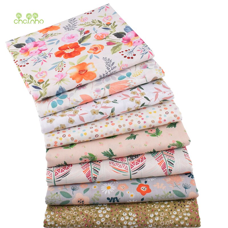 Chainho,8 Stks/partij, Bloemen Serie, Print Twill Katoen Stof, patchwork Doek Voor Diy Quilten Naaien Baby & Kind Materiaal, 40x50cm