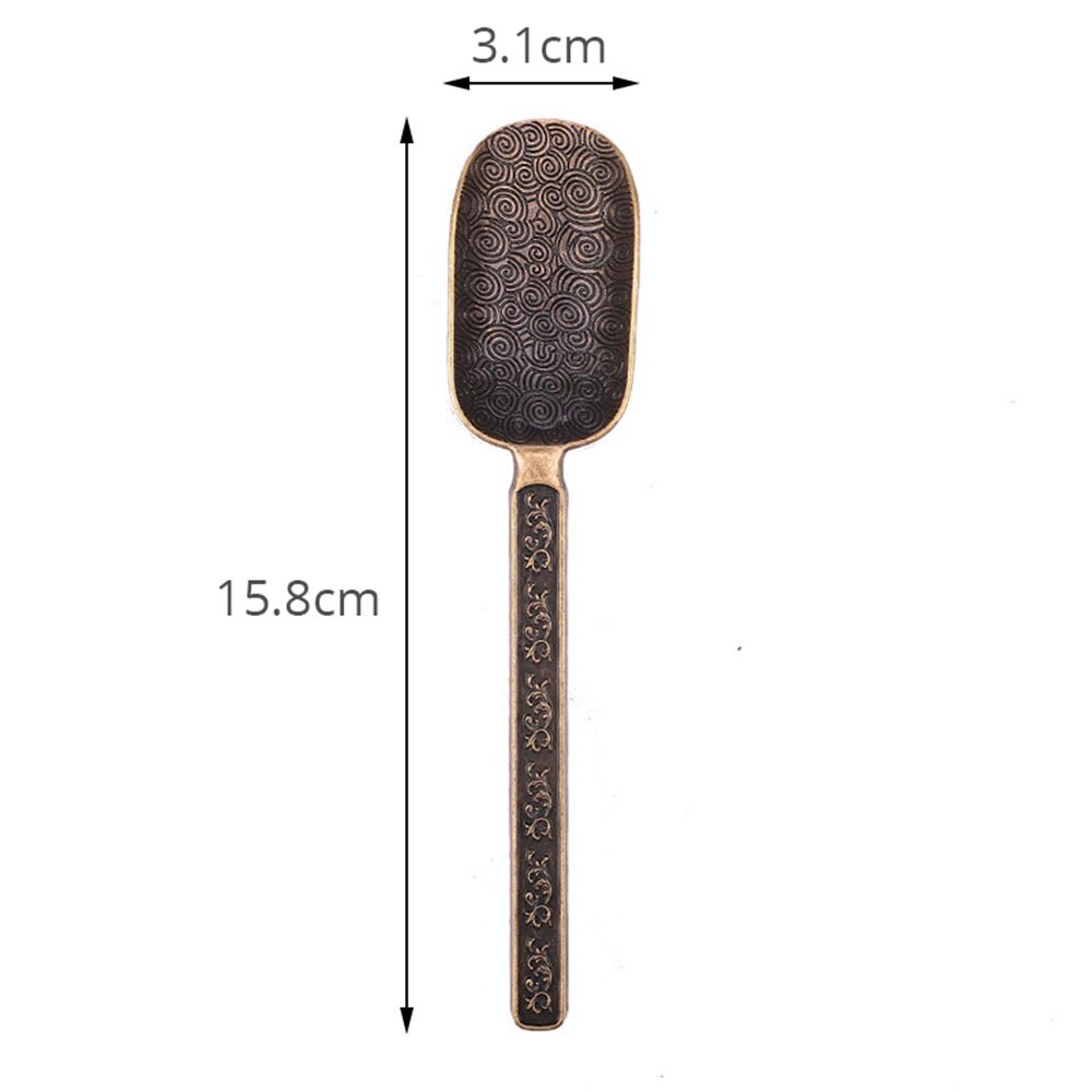 Unibird Traditional Copper Tea Spoon for Loose Leaf Kongfu Tea Scoop Chooser Holder Shovel Kitchen Tableware