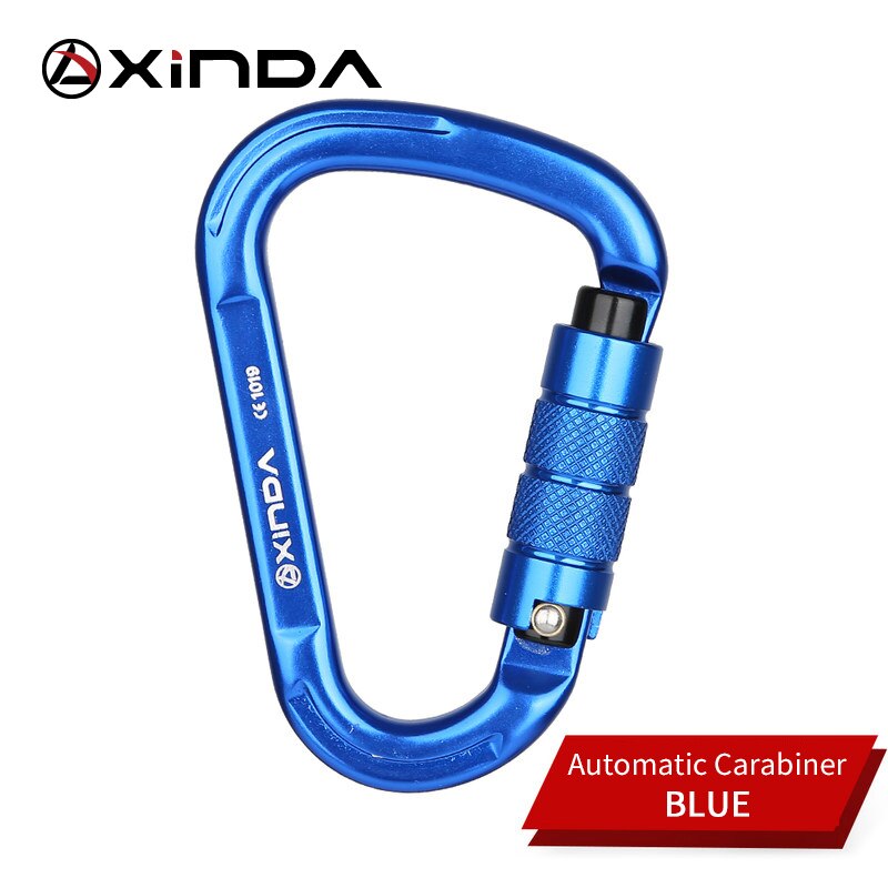 XINDA Outdoor Klettern Karabiner 25KN Sicherheit Stecker Schloss Aluminium legierung Frühling-geladen Tor Schnalle Überleben Ausrüstung: Auto-Blue