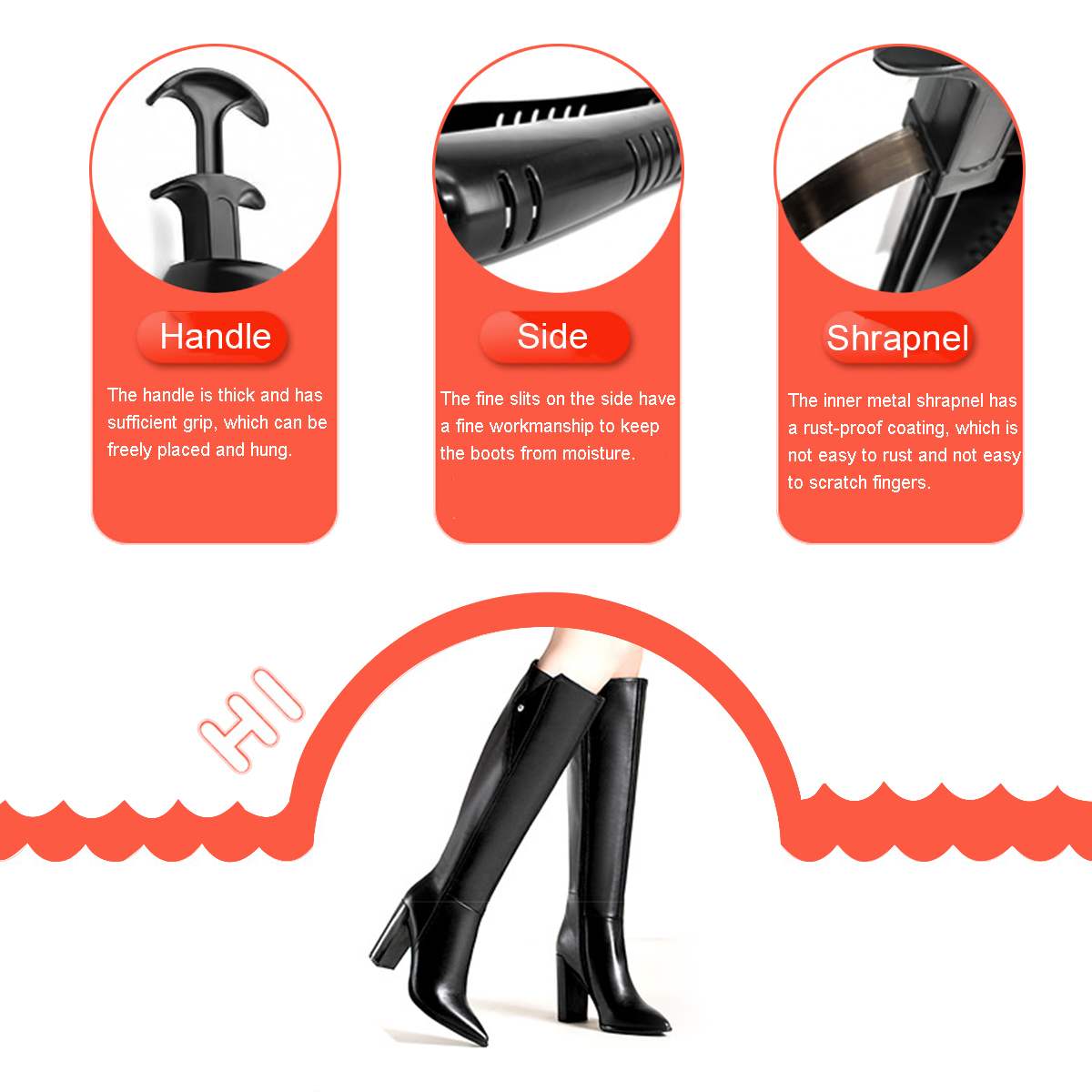 16 pouces 41cm botte chaussure civière arbre Shaper Supporter organisateur rangement cintre chaussure Shaper bottes 1 paire avec poignée