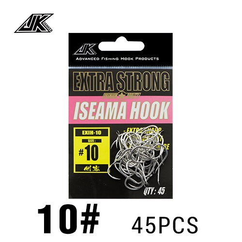 JK EXIH #10-19 Size 25-45PCS High Carbon Steel Fishing Hooks Japan Hooks Light Sea Jigging Carp Single Barbed Hook: 10   45PCS / 1 PACK