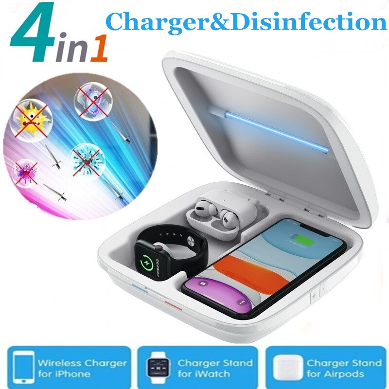 4 In 1 Multifunctionele Uv Sterilisator Desinfectie Doos Voor Iphone 7 8 11pro/Xr/Xs Max Apple Horloge airpods Sterilisatie Doos