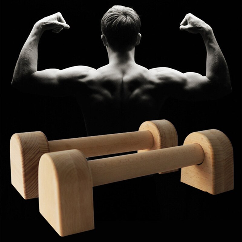 -Fitness 30cm Wood Push-Up Stands Sport Training Chest H Shaped Wooden Bars Calisthenics Handstand Double Rod