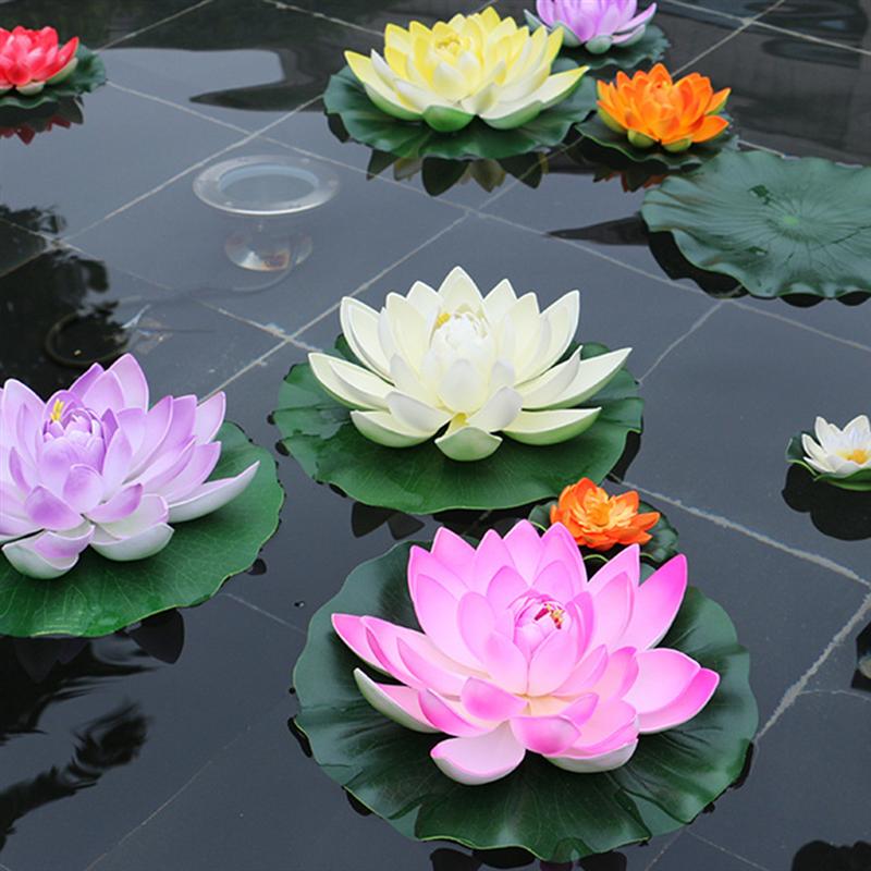 5pcs Artificial Flower Floating Water Lily EVA Lotus Flower Pond Decor 10cm Red Yellow Blue Pink Light Pink A35