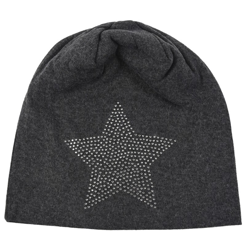 Unisex Mannen Vrouwen Classic Star Rhinestone Slouch Beanie Cap Katoenen Muts: Default Title