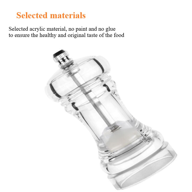 1PCS Acrylic Salt Pepper Mills Solid Pepper Strong Manual Ceramic Core Grinder Mill Kitchen Seasoning Bottle Cooking Tools