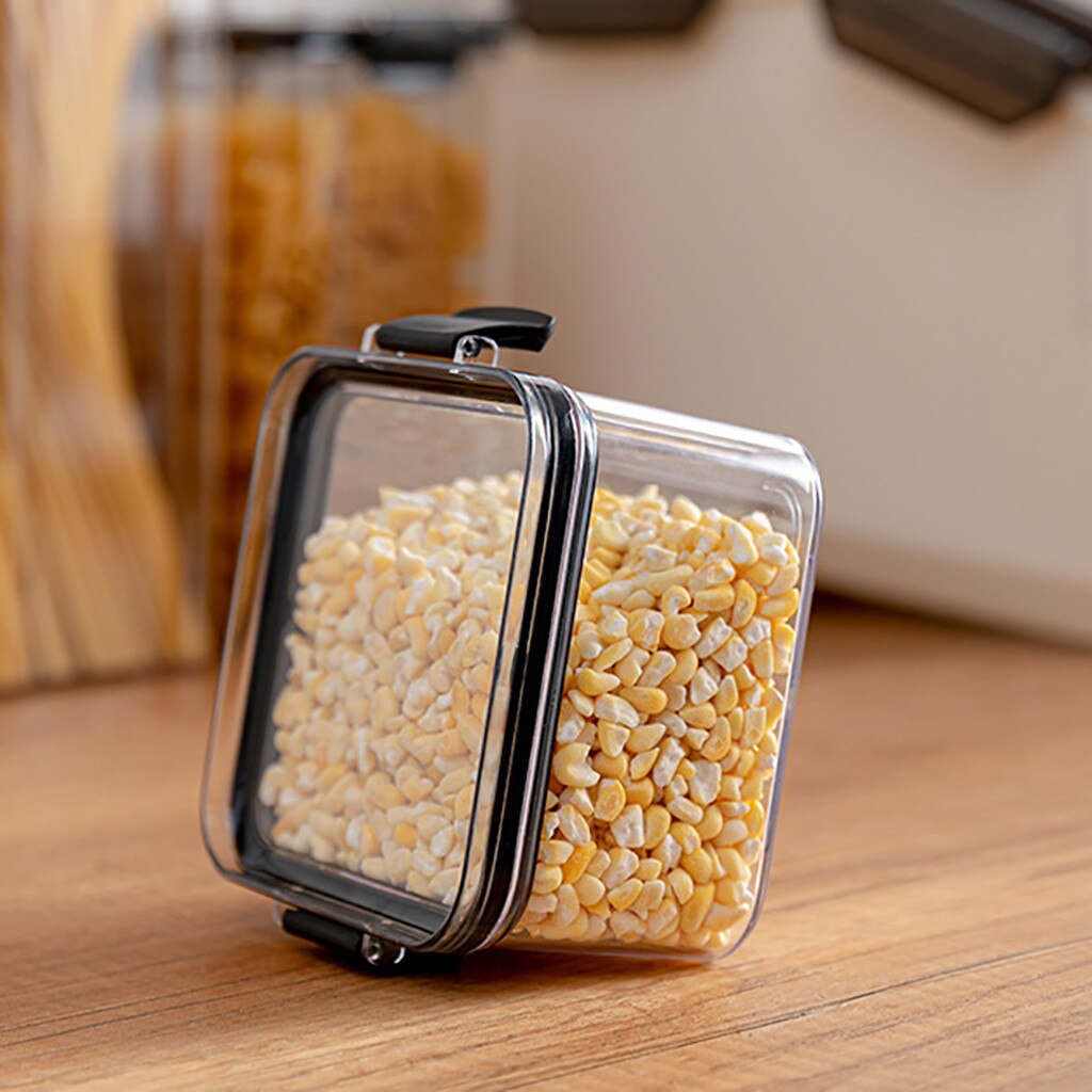 Storage Box Square Transparent Sealed Fresh Box Home Sealed Moisture-Proof Transparent Cereal Food Pasta Storage Box #YL5