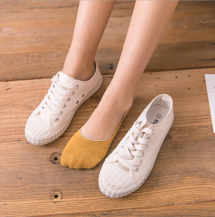 Women's Cotton Invisible No Show Socks Non-slip Summer Candy Solid Color Silicone Short Socks Cute Thin Ankle Boat Socks