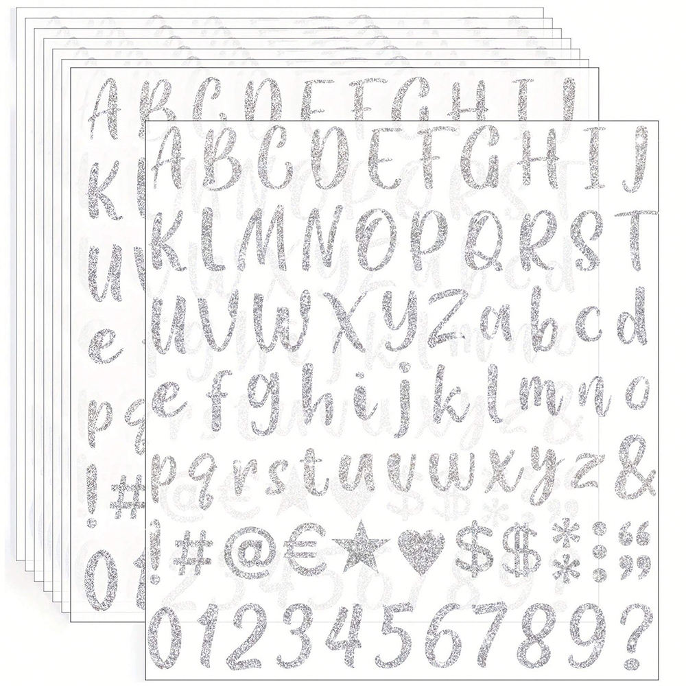 8 Vellen Glitter Letter Stickers Zelfklevende Glitter Alfabet Nummer Etiketten Stickers voor Scrapbook Waterflessen Ambachten Decor: Donker Kaki