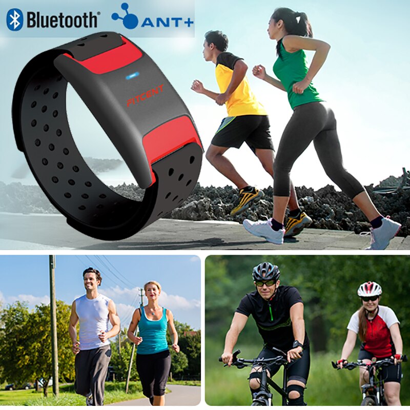FITCENT Bluetooth Ameise + Wiederaufladbare Herz Bewertung Monitor Armbinde + HR Sensor Arm Band Ersatz Gurt für Garmin Wahoo Zwift