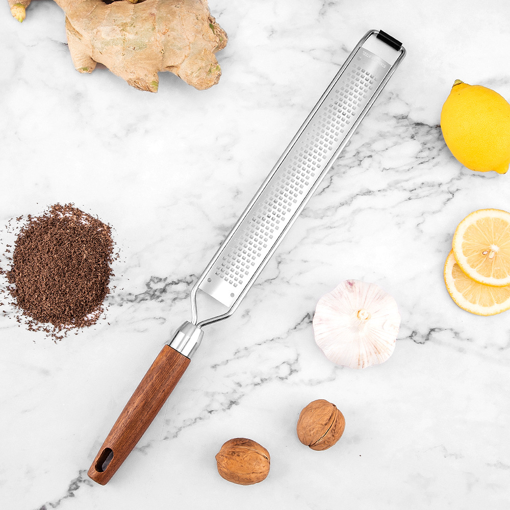 Leeseph Cheese Grater Wooden Handle, Stainless Steel Vegetable Grater Multi-purpose Kitchen Food Shredder for Chocolate Butter: light green