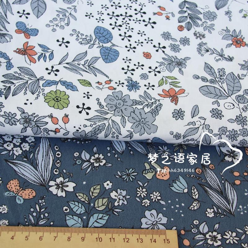 Syunss Navy Bloemen Gedrukt Twill Katoen Stof DIY Tissue Patchwork Telas Naaien Baby Speelgoed Beddengoed Quilten Tecido De Doek