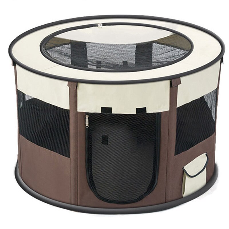 Portable collapsible dog cage, cat house, pet cage, puppy fence, small kennel, breathable tent, car kennel, outdoor large dog ho: Coffee / M-90cmx55cm