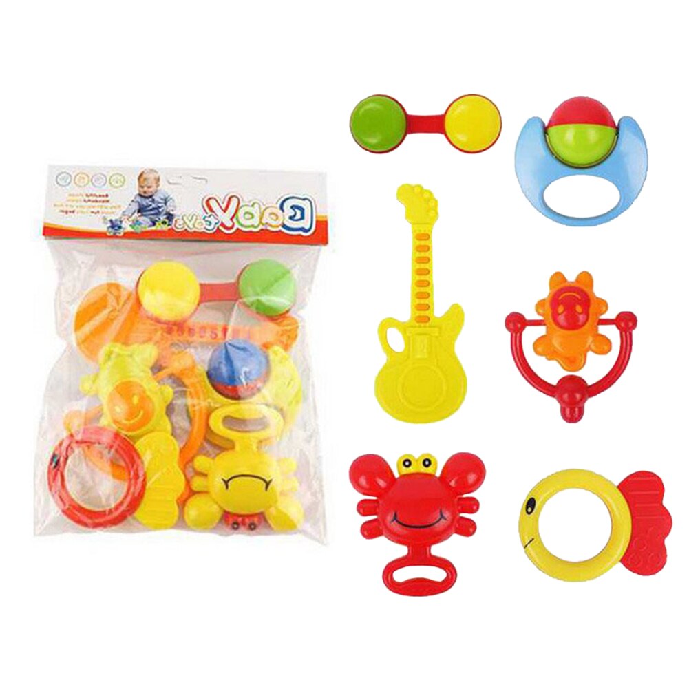 6 teile/satz Baby Hand Rasseln Karikatur Kunststoff Spielzeug Schütteln Glocke Spielzeug Kleinkind Kleinkinder für Neugeborene Baby 0- 12 Monate beißRing Spielzeug