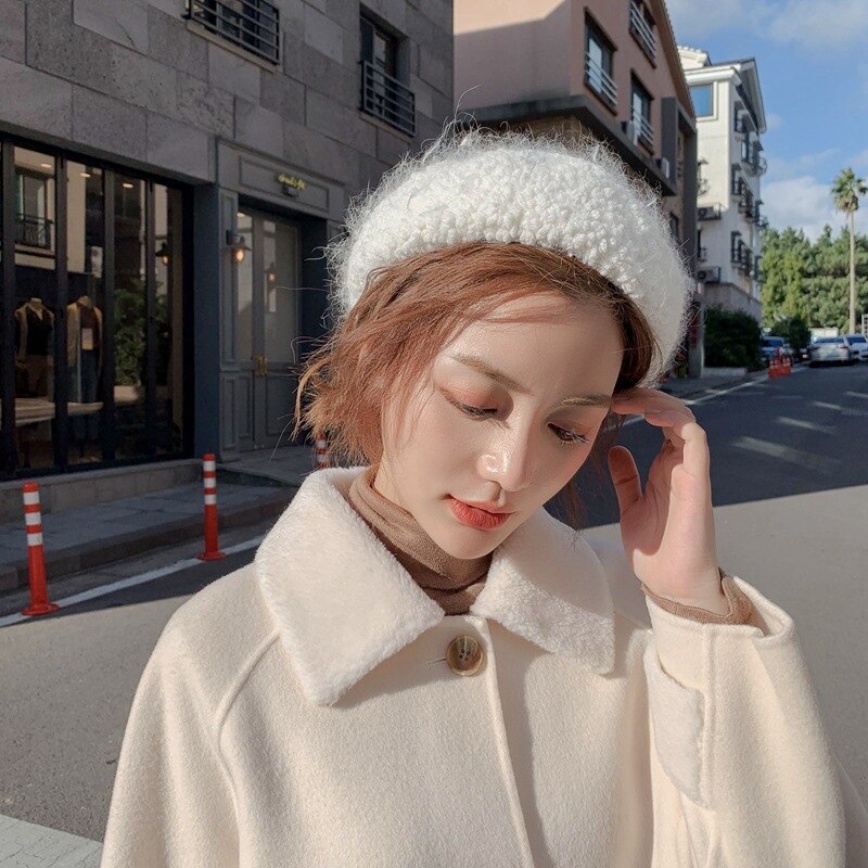 Netz promi baskenmütze Dame retro Britischen Winter kaninchen haar knospe Hütte frauen hüte