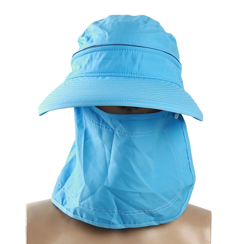 Fietsen Cap Outdoor Running Riding Zonnescherm Zon Hoeden Opvouwbare Uv-bescherming Brede Rand Zonnehoed Zomer Hoed: Sky blue