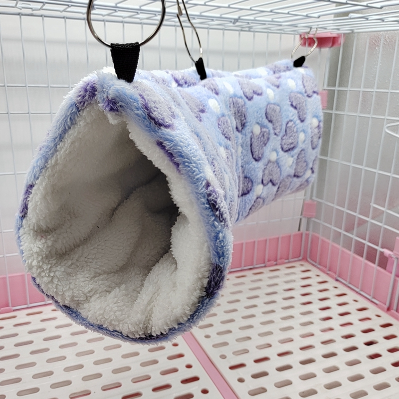 Multifunction Small Pet Tunnel Mini Animal Cage Hamster House Bed Playing Winter Warm Passage Small Pet Toy Guinea Pig Chipmunk: Heart Purple