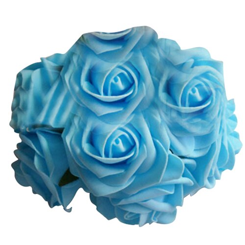 10 Stuks/pak 8Cm Home Decoratieve Bloemen 11 Kleuren Pe Foam Kunstmatige Rose Bloemen Voor Bruiloft Valentijnsdag Decoratie: Blue