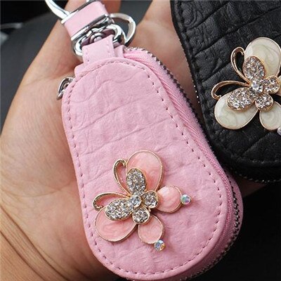 Bolsa borboleta com strass feminina, bolsa para chaves de carro rosa preto escolher 2019 moda coreana: pink butterfly