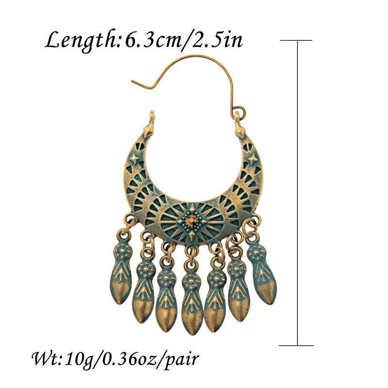 Egipt Vintage Bronze Tassel kolczyki jhumka dla kobiet 2019 Antique Vintage Flower turecki Tribal Indian Jewelry