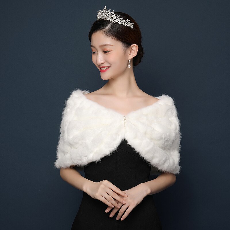 neueste Braut Schal Pelz wickelt Ehe zucken Mantel Braut Winter Hochzeit Party Abend Prom Bolero Jacke Mantel Schal Weibliche