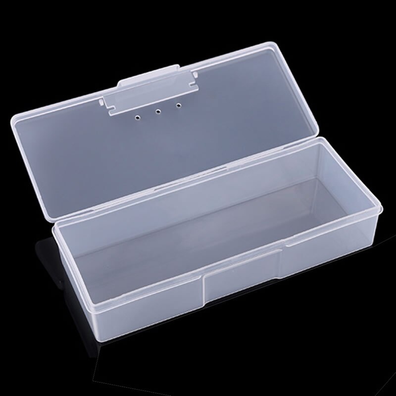 Nueva caja de almacenamiento vacía transparente para uñas, organizador de herramientas de manicura, estuche protector rosa/blanco