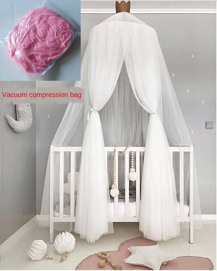 1pc Hängen Gebühr Prinzessin Moskito Netz Krone Runde Bildschirm Baldachin Insekten Bett Schleier Garten Camping Anti-Moskito freundlicher zimmer Deko: Weiß mit Tasche