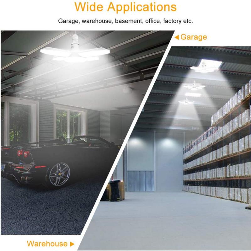 Luz LED para garaje E27 38W plegable luces de iluminación 3800LM bombilla Led garaje las luces de techo para el taller de garaje de la habitación