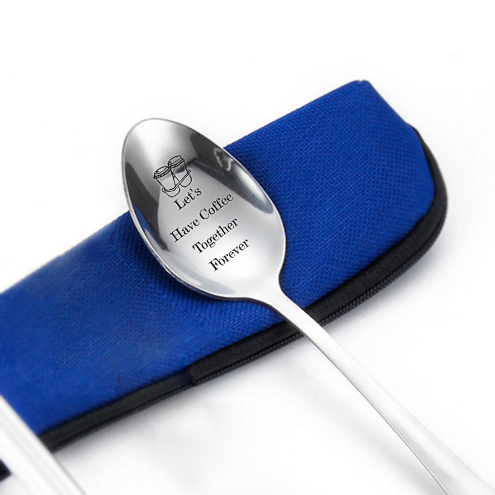 Engraved Spoon Best for Husband Madam Family and Friends Tableware stainless steel soup spoon Engraved Spoon kitchen
