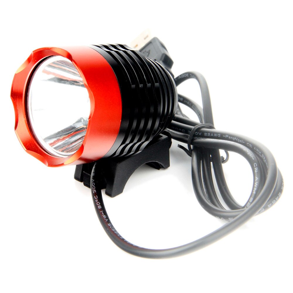 3000lm cree xm-l  t6 led usb cykelljus cykling pannlampa vattenpoof mtb cykel frontlampa camping vandring pannlampa cykel ljus: Svart röd