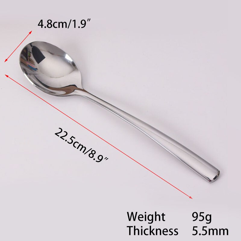 8.7'' Korea Buffet Serving Spoon Big Rice Spoon Large Stainless steel Long Service Spoon Soup Salad Dessert Spoons set Cutlery
