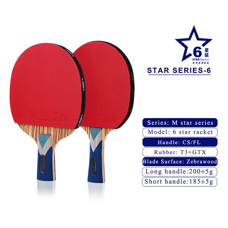 Loki 5/6/7 estrela raquete de ping pong profissional ofensiva lâmina carbono raquete de tênis mesa bat paddle com ittf aprovado borracha