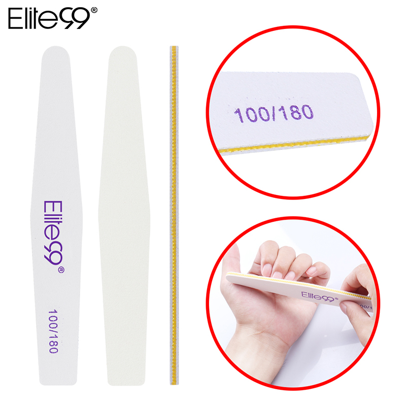 Elite99 5 Stks/partij Nail Art Schuren 100/180 Grit Bestand Met Gebogen Side Manicure Pedicure Pro Nail Art Gereedschap
