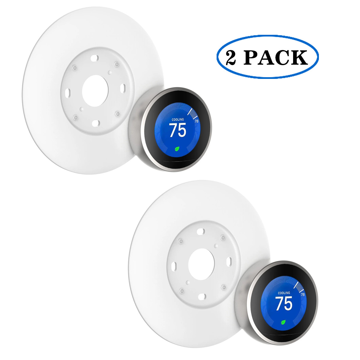 Homemount wall plate for nest learning thermostat 3rdnd 1st 2nd -resistant, mount with 3d stereoscopic round wall covers: White plate 2 pcs