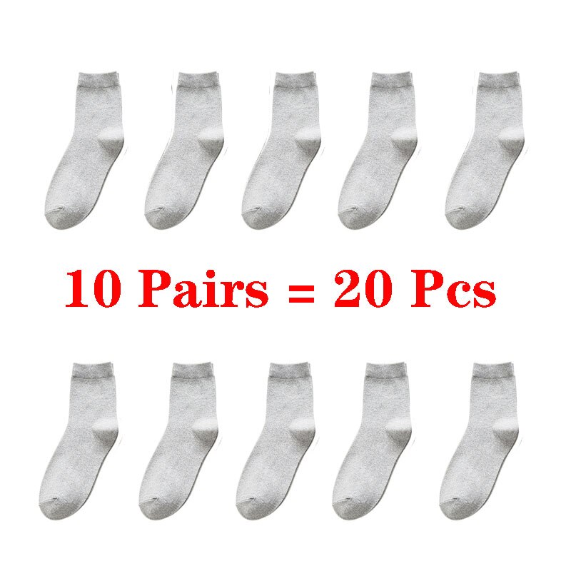 10 par= 20 stk business casual bomuld hvide sokker mænd forår efterår vinter ensfarvede crew sokker mandlige åndbare strømper meias: 3