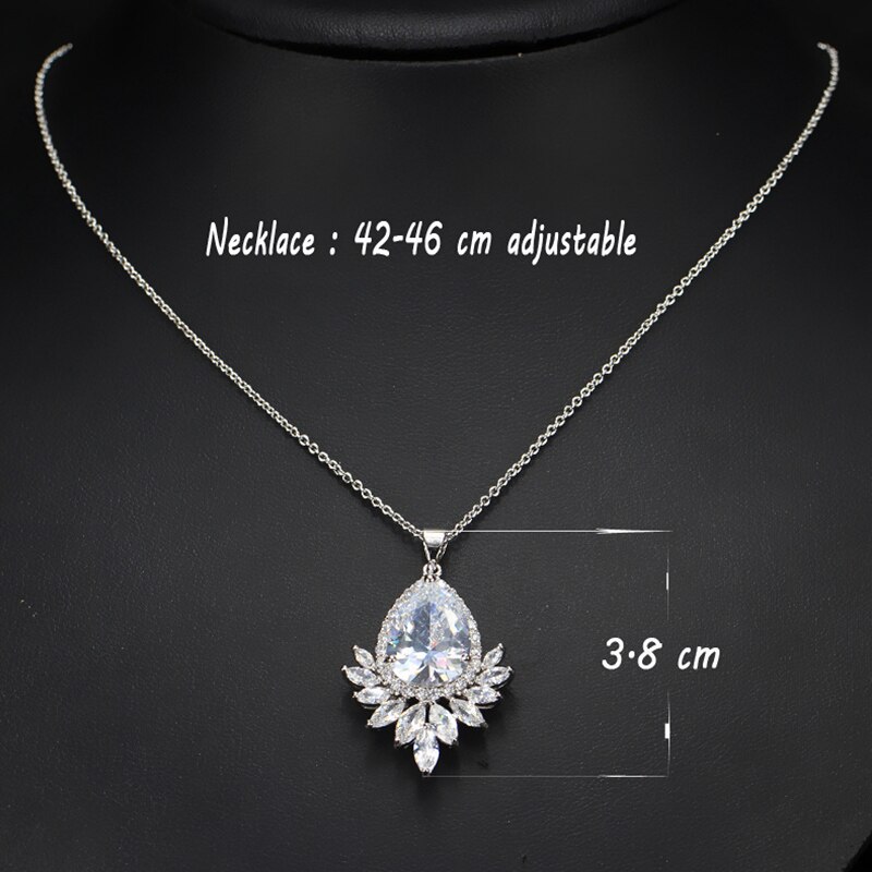 Pera Classic Marquise Cut Zirconia Crystal Big Bule Green Water Neklaces Pendants for Women Daily Dinner Party Jewelry P007