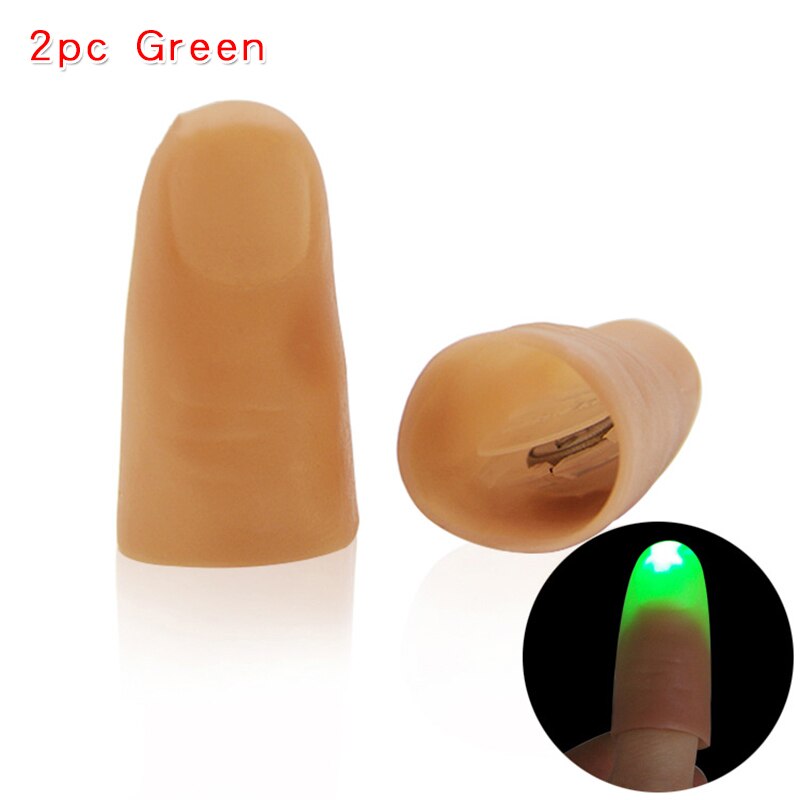 Magic Vinger Duimen Led Red Light Up Speelgoed Voor Volwassenen Kinderen Kids Magic Speelgoed Grappen Professionele Goocheltrucs props: 2pc Green