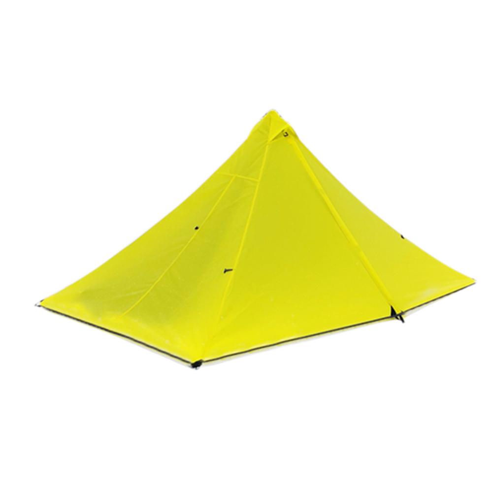 Ultralight Waterproof Two-Layer Pole-less Trekking Pole Pyramid Tent Non-pole Portable Camping Pyramid Tent Ultra Light Tent: Yellow