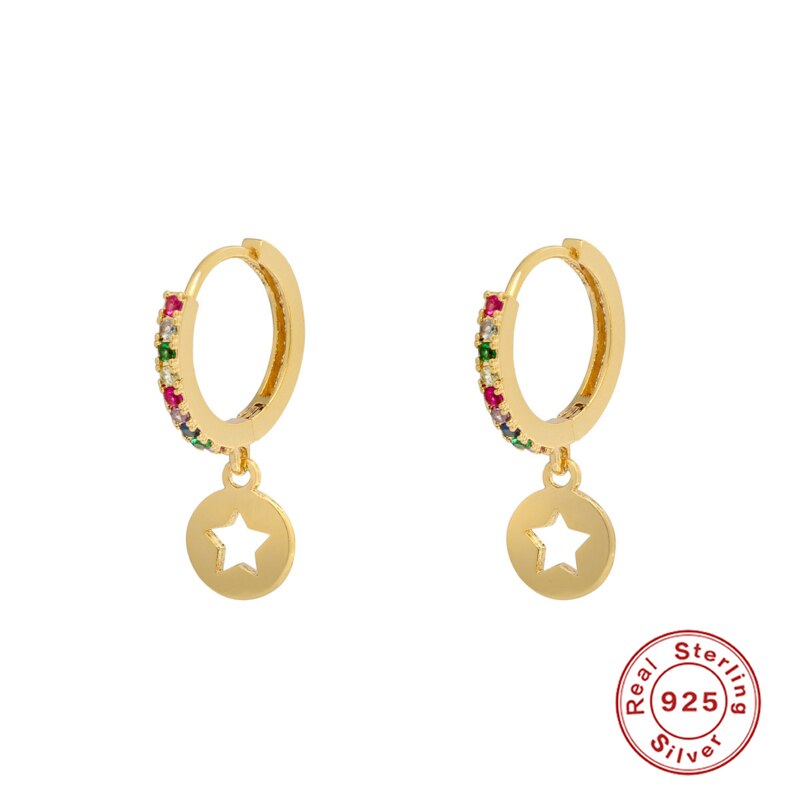 Roxi 925 Sterling Zilver Dames Oorbellen Kleurrijke Zirkoon Huggie Ear Piercing Hanger Hoop Oorbellen Sieraden Pendientes Plata 925: 59