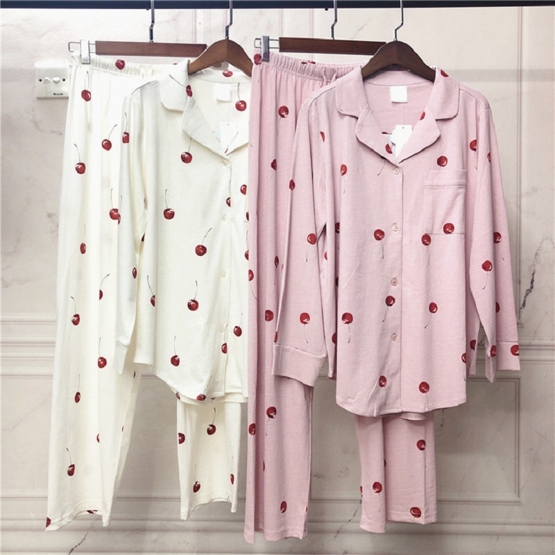 Herfst Katoen Dames Lange Mouw Pyjama Set, Gedrukt Pyjama Voor Vrouwen, Comfortabele Homewear, losse Dames Pyjama. Nachtkleding