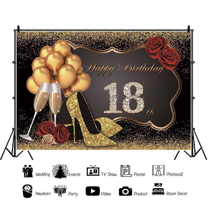 Décor de fond de fête d'anniversaire pour adulte, fournitures pour fête d'anniversaire de 30, 40, 50, 60 ans: E