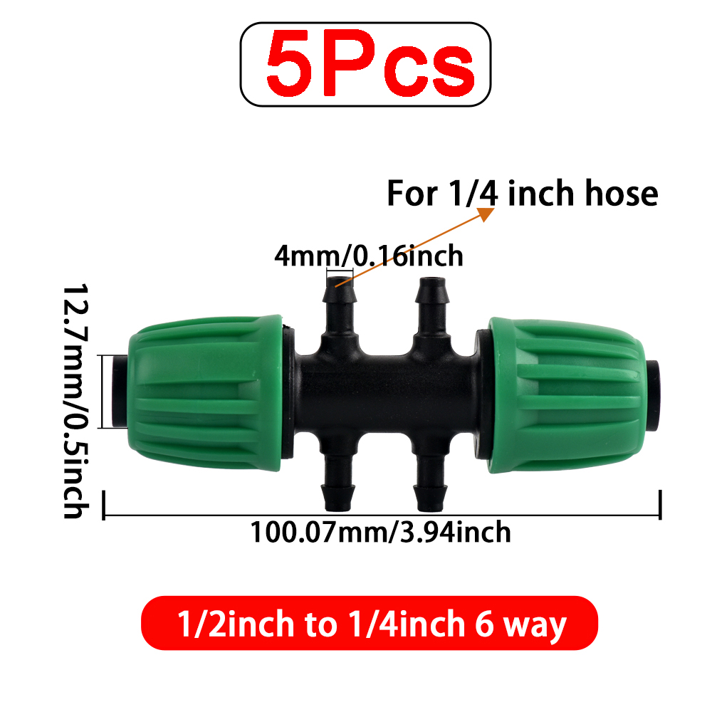 5 sztuk 16mm 1/2 ''złącze rurowe PE rozdzielacz trójnik złączka gwintowana blokada do węża 4/7mm podlewanie ogrodu nawadnianie kroplowe: żółte światło