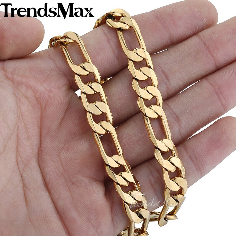 Trendsmax Mannen Ketting Vrouwen Gold Filled Figaro Ketting Voor Mannen Mannelijke Sieraden 9Mm 18-36 "GNM53
