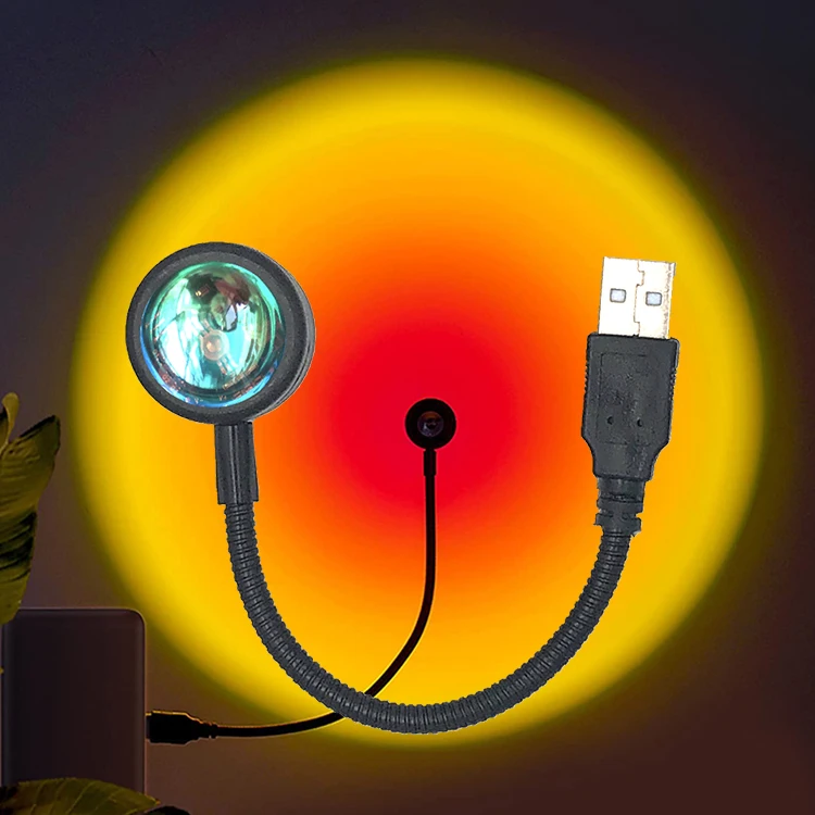 1x USB lámpara de puesta de sol LED Arco Iris neón proyector de luz nocturna fotografía iluminación de ambiente de pared para dormitorio decoración de la habitación del hogar: 4300 K blanco amarillo