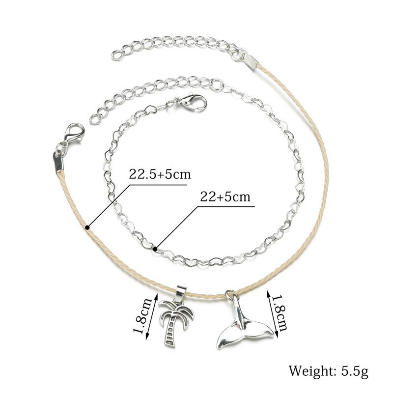 Modyle sølv farve kokos træ fodlænke til kvinder armbånd på benet piger perle fod kæde strand smykker