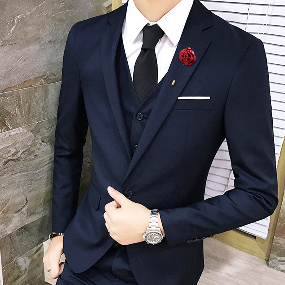Alfileres Boutonniere para novio para hombre, ramillete de boda, broche para mujer, flores, rosas, ojal de seda para padrino de boda, accesorios para traje de matrimonio, graduación A