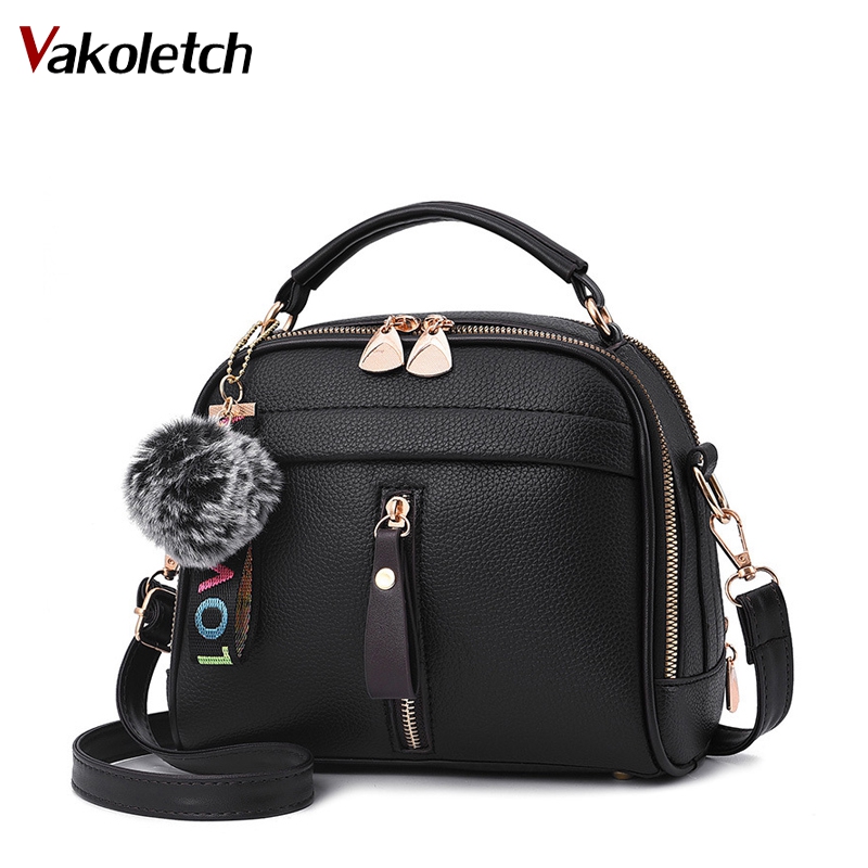 Crossbody taske til kvinder håndtaske pu læder fuldmåne slik farve cutefur bold skalform taske kvinder skuldertasker  kl753