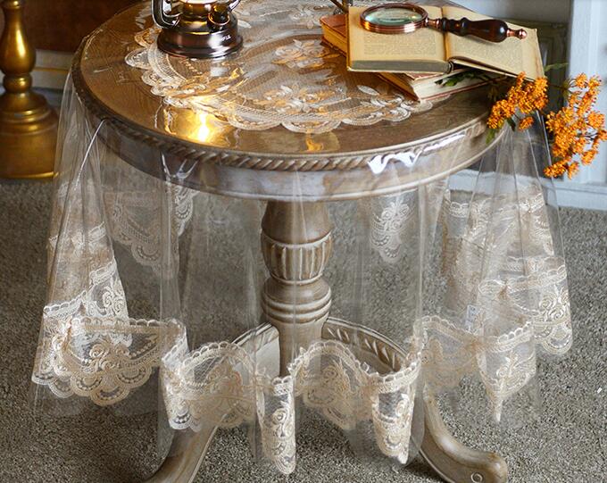 Lace Soft glass transparent PVC plastic oilcloth Round Table cloth cover waterproof tablecloth Christmas wedding decor
