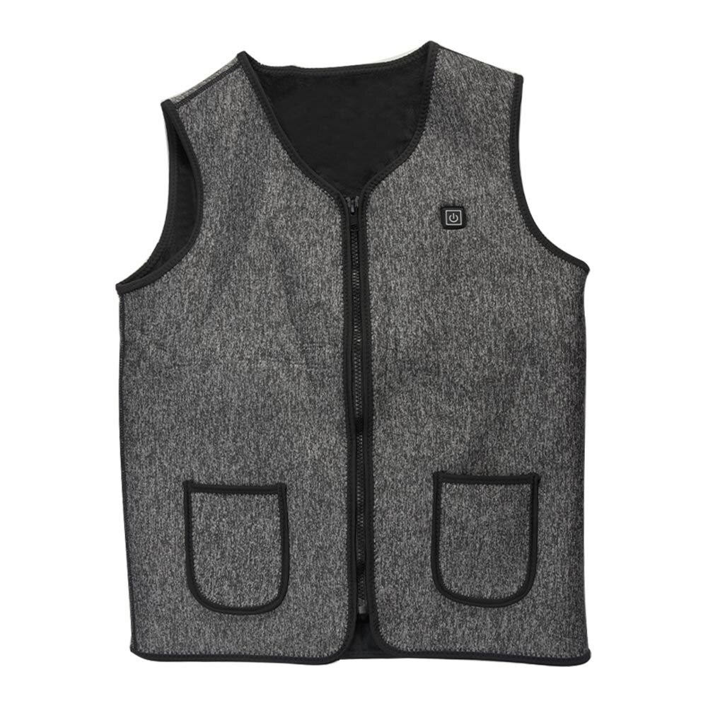 Mannen Vrouwen Verstelbare Temperatuur USB Jas Vest Energiebesparing Jas Rits Elektrische Verwarming Warm: Dark Grey L