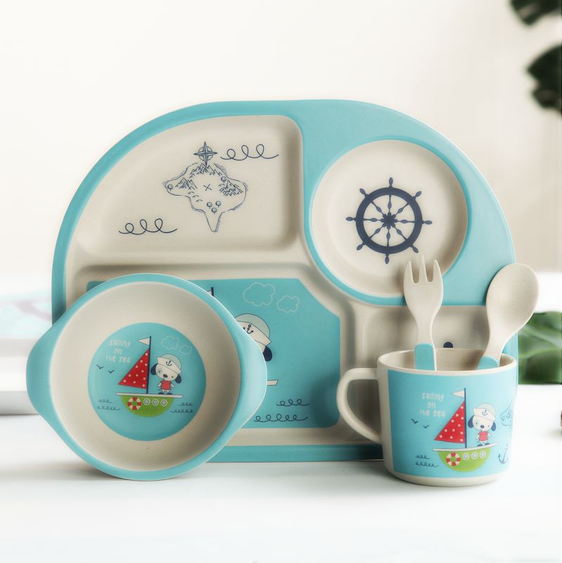 5 stuks babyvoedingsbakjes schattige voedselcontainer van bamboevezels kinderserviesgoed babyservies peuterbord maaltijdschaal: En
